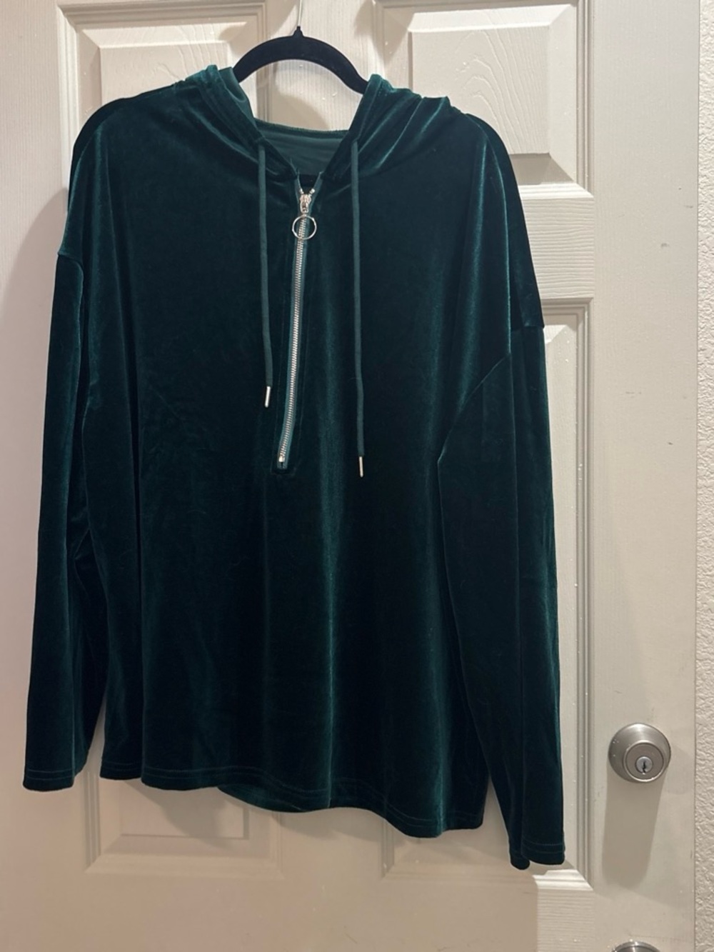 Velvet 2 piece set Half-Zip Hoodie and pants - Deep Green emerald green